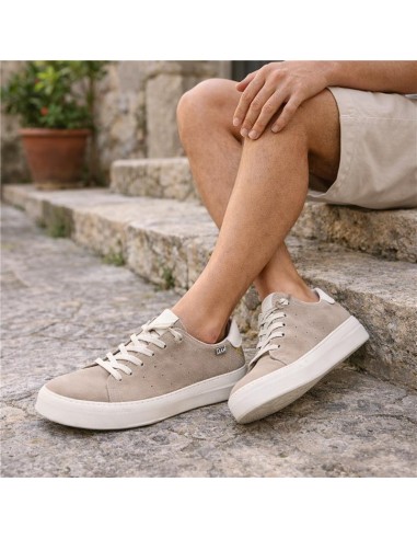 Sneakers de nobuck liso color beige