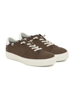 Sneakers de nobuck liso color marrón 2