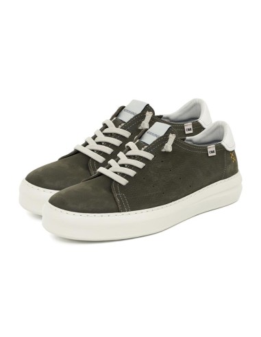 Sneakers de nobuck liso color verde