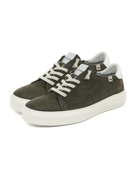 Sneakers de nobuck liso color verde