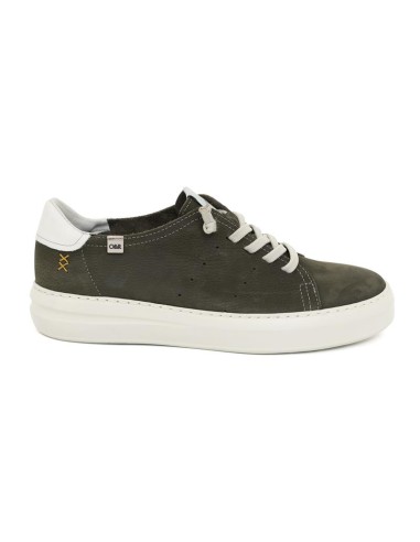 Sneakers de nobuck liso color verde