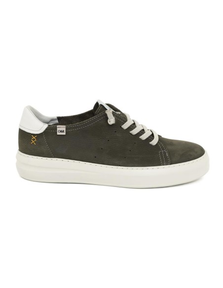 Sneakers de nobuck liso color verde
