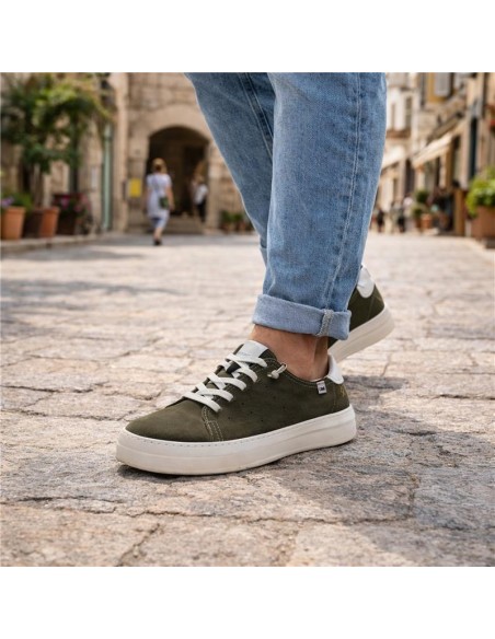 Green nubuck sneakers