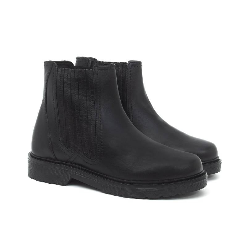 bottines pour femmes en cuir noir W-NACORAN-BLACK