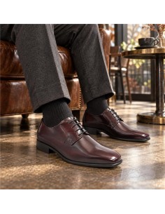 Derby de piel con plantilla extraible color burdeos