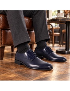 Derby de piel con plantilla extraible color azul