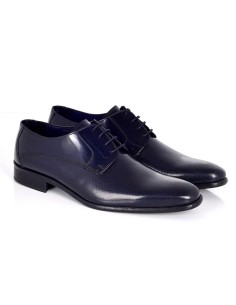 Derby de piel con plantilla extraible color azul 2