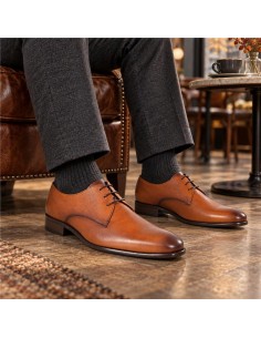 Derby de piel con plantilla extraible color cuero