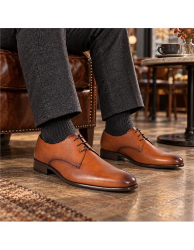 Derby de piel con plantilla extraible color cuero