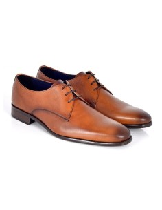 Derby de piel con plantilla extraible color cuero 2