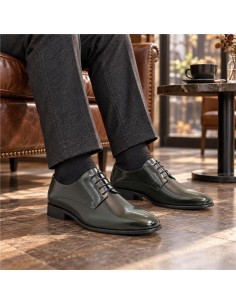 Derby de piel con plantilla extraible color verde