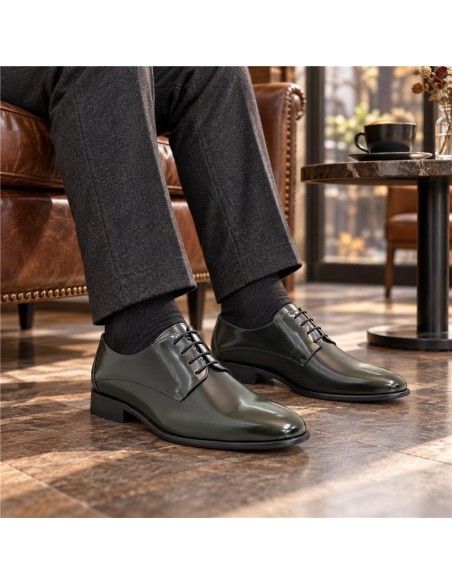 Derby de piel con plantilla extraible color verde