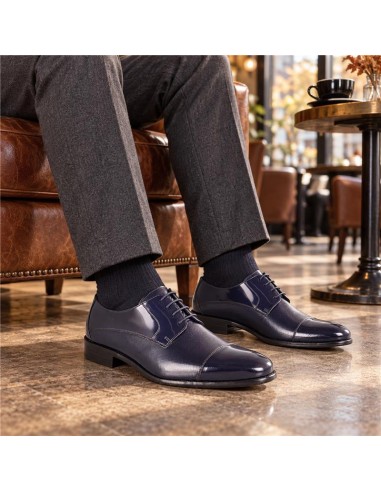 Derby de piel con plantilla extraible color azul