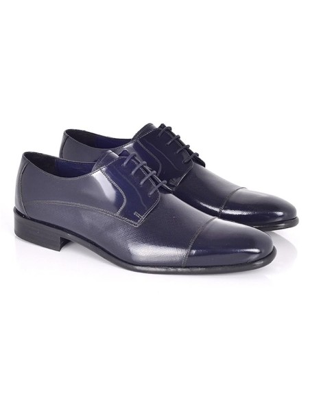 Derby de piel con plantilla extraible color azul