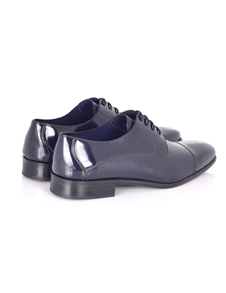 Blue leather derby