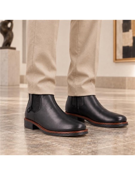 Black leather chelsea boots