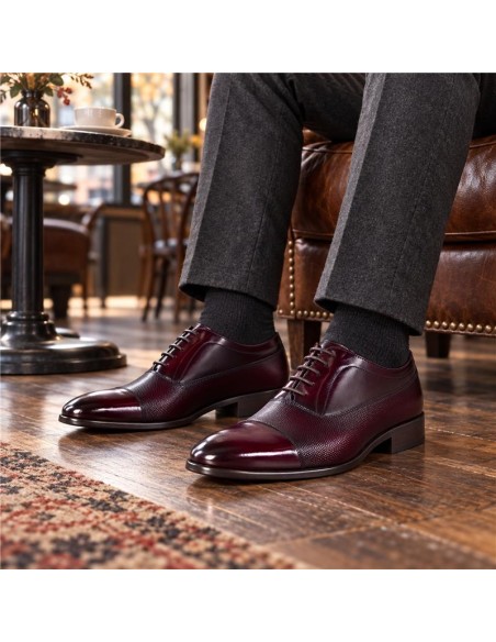 Oxford de piel con plantilla extraible color burdeos
