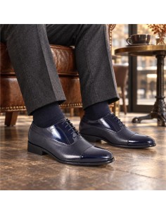 Oxford de piel con plantilla extraible color azul