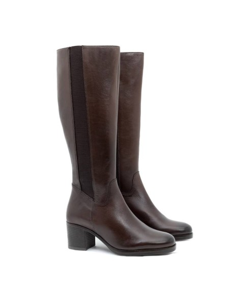 Botas de mujer de piel difuminado color marrón