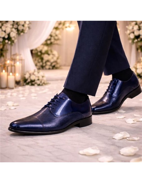 Blue leather Oxford
