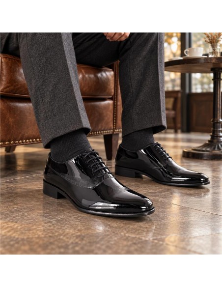Oxford cuir verni le noir PANOLI-BLACK