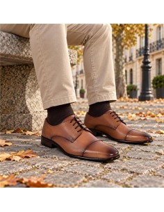 Derby de piel con plantilla extraible color cuero