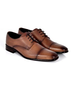 Derby de piel con plantilla extraible color cuero 2