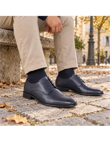 Derby de piel con plantilla extraible color azul