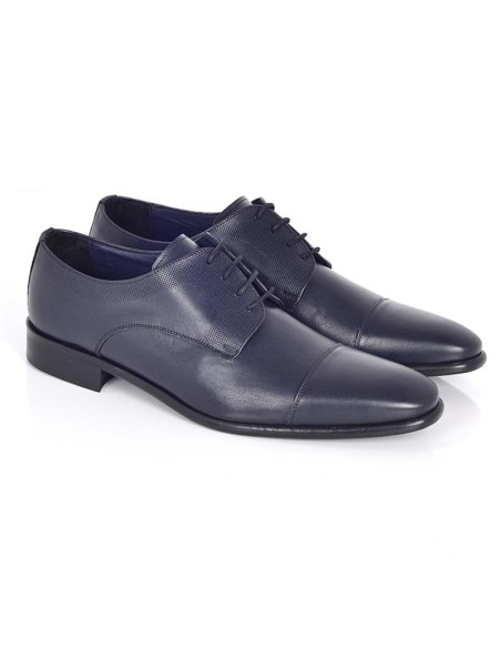 Blue leather derby