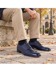 Derby de piel con plantilla extraible color azul