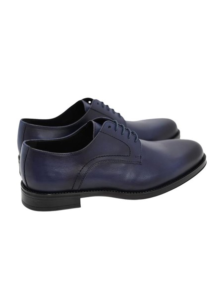 Derby de piel liso color azul