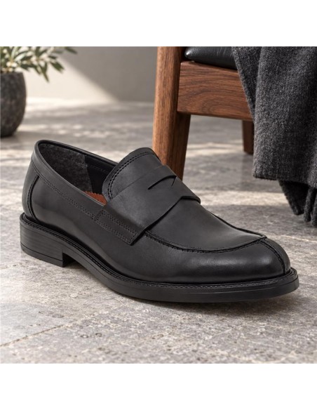Black leather moccasin