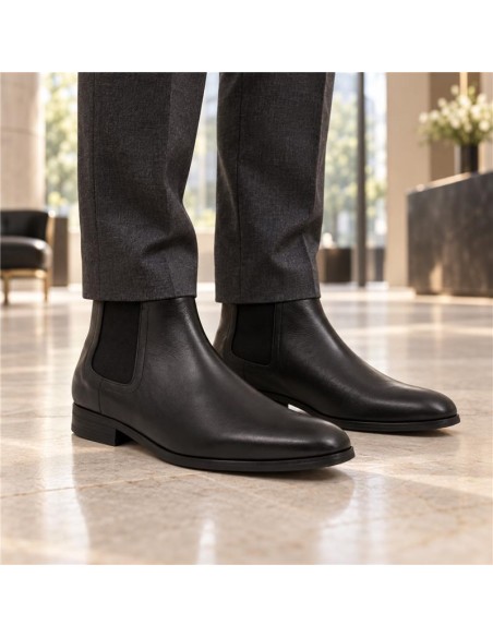 Black leather chelsea boots