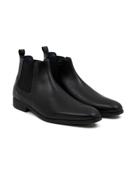 Botines Chelsea de piel con elástico lateral color negro