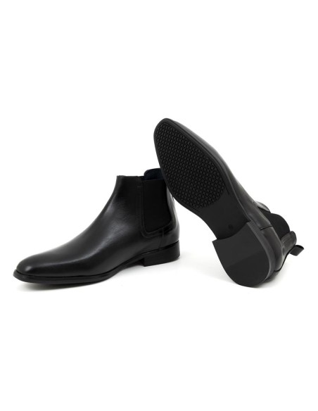 Botines Chelsea de piel con elástico lateral color negro