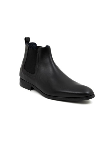 Botines Chelsea de piel con elástico lateral color negro