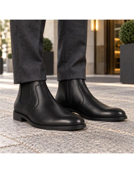 bottines chelsea de peau le noir RANIER-BLACK