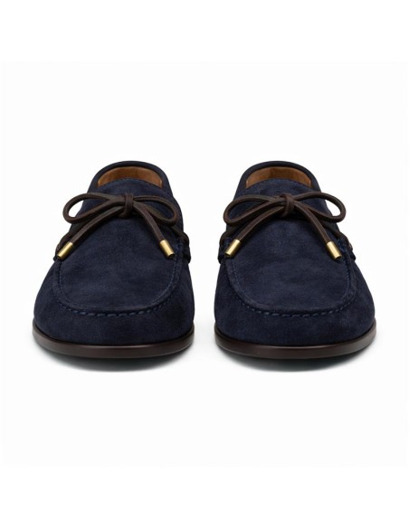 Mocasín de ante con cordón de piel color azul