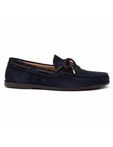 Mocasín de ante con cordón de piel color azul