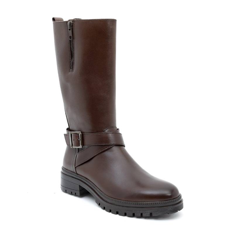 Botas de mujer de piel difuminado color marrón W-NAKMEN-MARRON