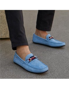 Blue suede moccasin