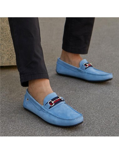 Blue suede moccasin