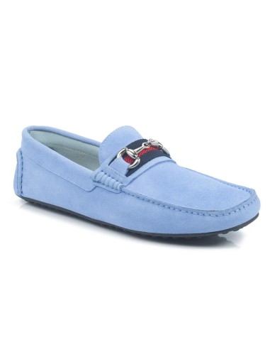 Blue suede moccasin
