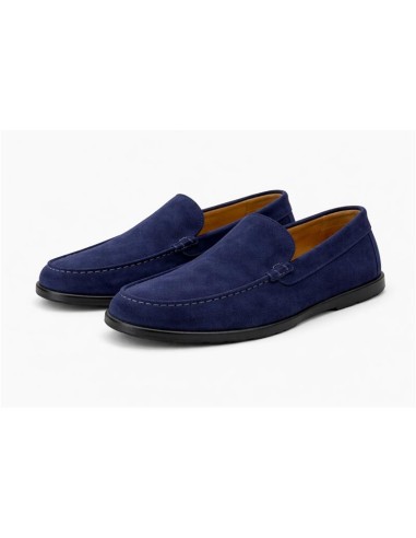 Mocasín de ante de piso antideslizante color azul