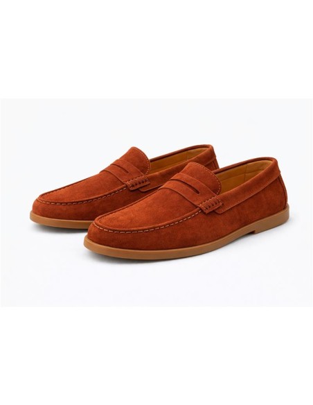 Mocasín de ante con antifaz color rojo
