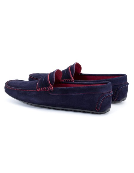 Blue suede moccasin