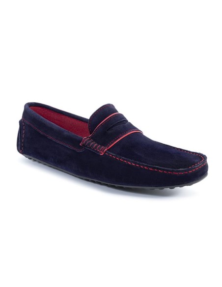 Blue suede moccasin