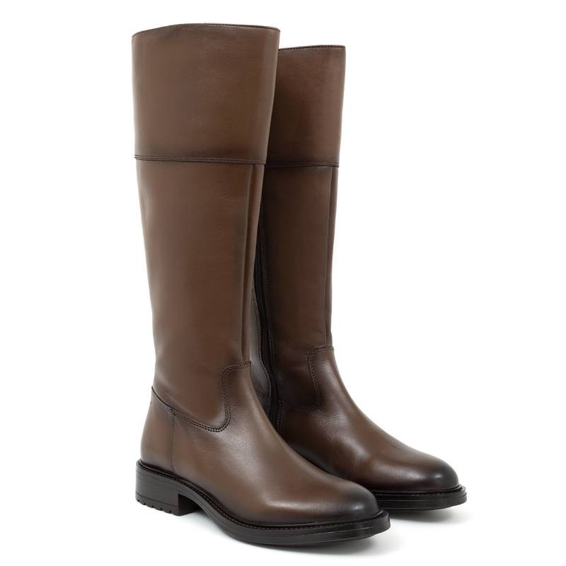 Botas de mujer de piel difuminado color cuero W-NALUFEN-CUERO