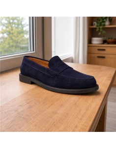 Blue suede moccasin