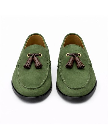 Green suede moccasin